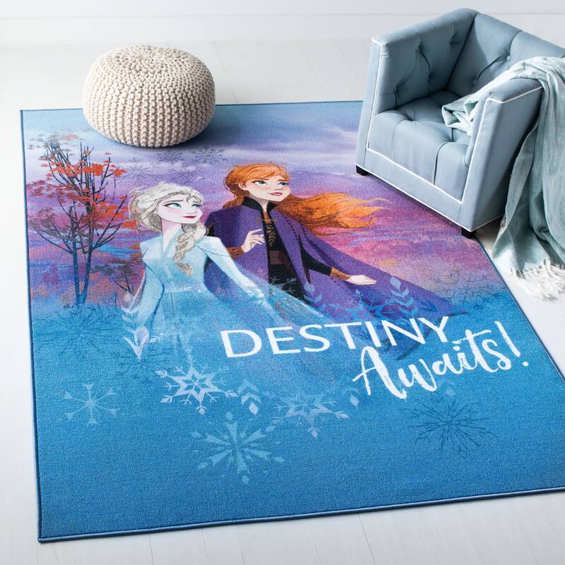 SAFAVIEH Machine Washable Slip Resistant Collection Inspired By Disney's Animated Film Frozen 2 - Believe - 3' 3" x 5' 3" - Blue/Violet