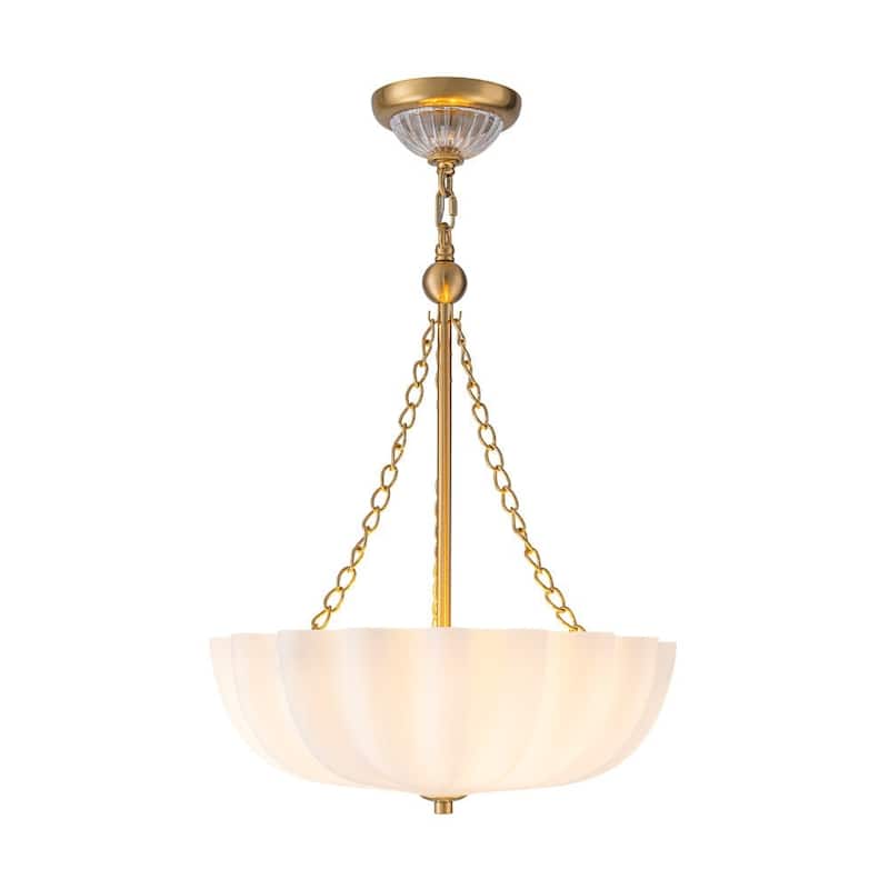 Chic Modern 3-Light Shell Scalloped Glass Chandelier - 15.7 in