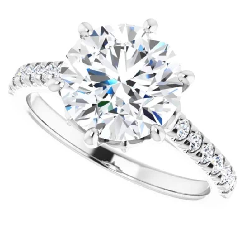 3.40Ct Round Diamond Engagement Ring Lab Grown in White or Yellow Gold