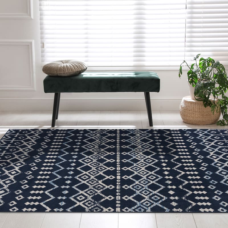 Beverly Rug Modern Bohemian Trellis Indoor Area Rug with Jute Backing for Living Room, Kitchen, Bedroom