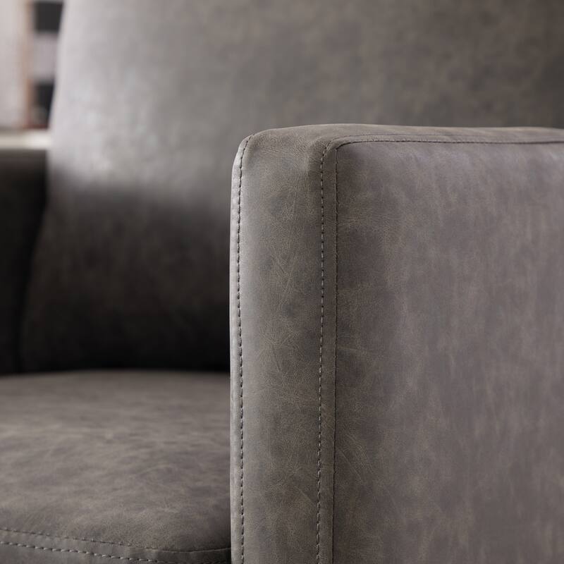 Modern PU Swivel Accent Chair with Armrest and Metal Base