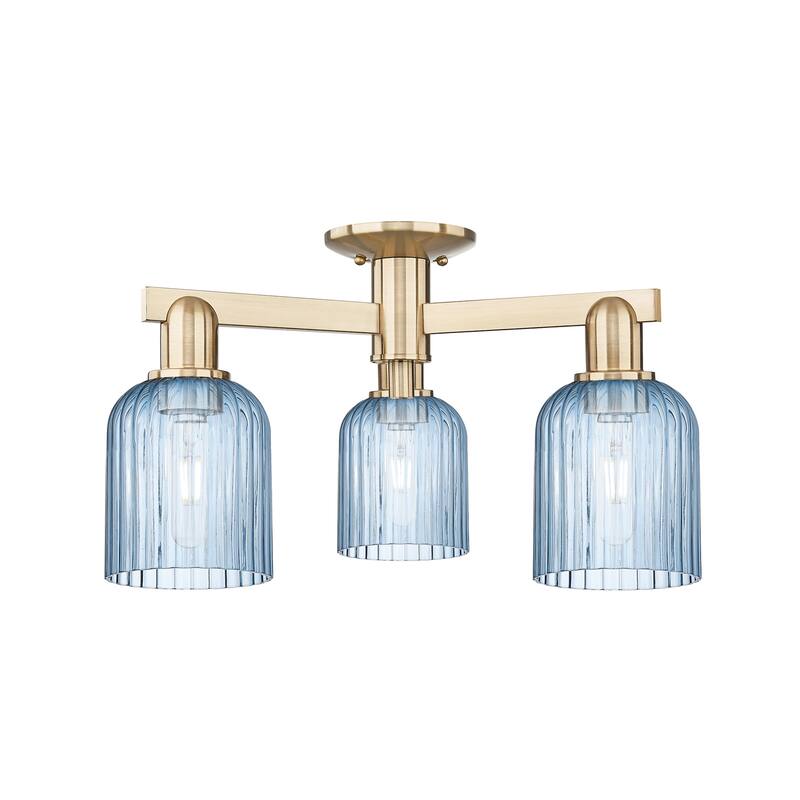 Innovations Lighting 716-3F-11-23 Bridal Veil Semi-Flush Bridal Veil 3 - Champagne Bronze / Blue