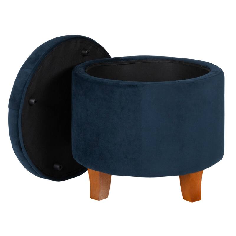 Carson Carrington Hare Button-tufted Round Storage Ottoman