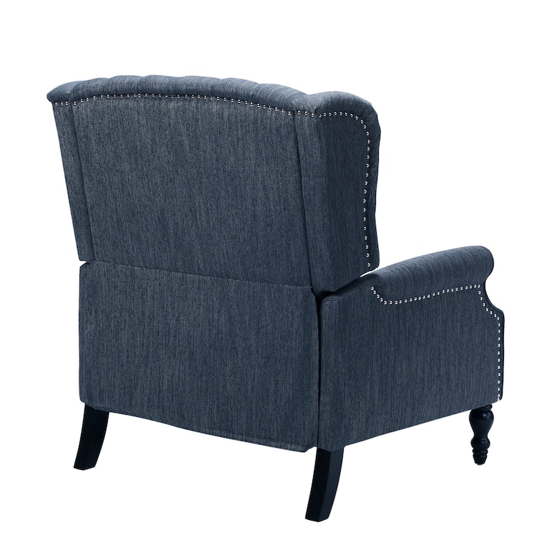 Jade Oversize Wide Chair Manual Recliner, Navy Blue Button Tufted