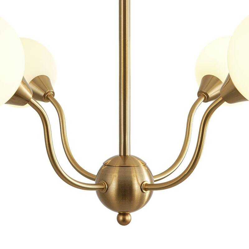 Art Deco 4-Light Opal Glass Globe Sputnik Chandelier 20.5in