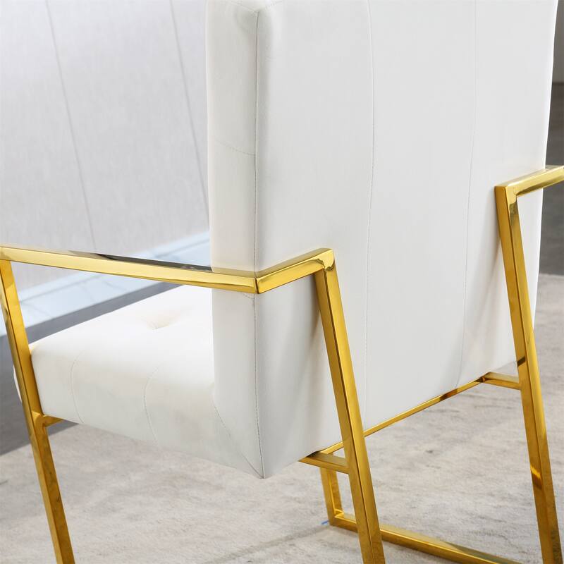 Velvet Dining Chair Tufted Design and Silver Finish Stainless Base