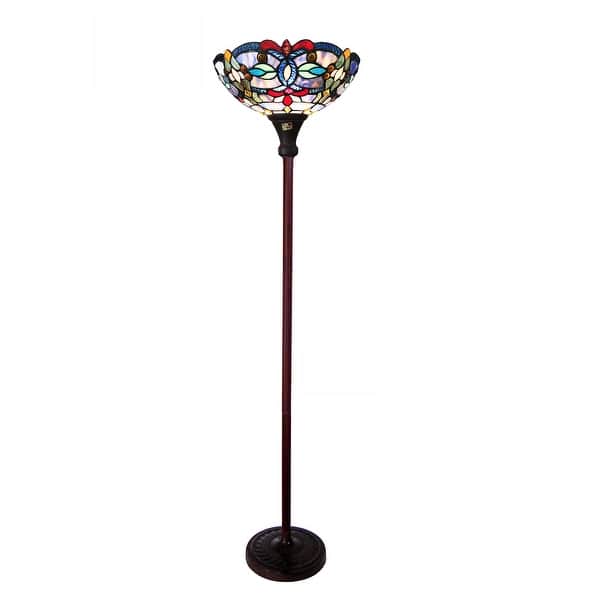 slide 2 of 5, Gracewood Hollow Chopra Tiffany-style Antique Bronze Floor Lamp