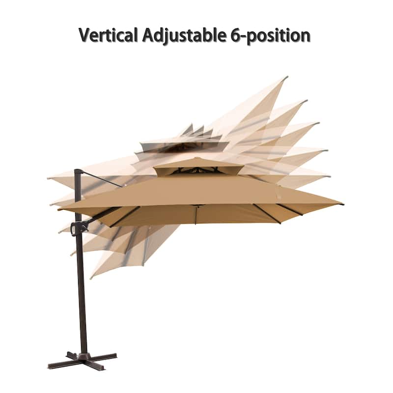 Pellebant 10 X 10 Ft Patio Offset Umbrella with Double Top