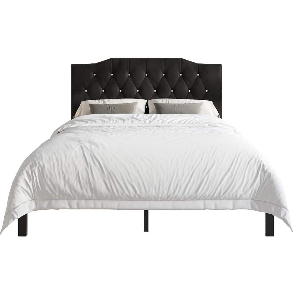 CraftPorch Modern Velvet Tufted Upholstered Platform Bed