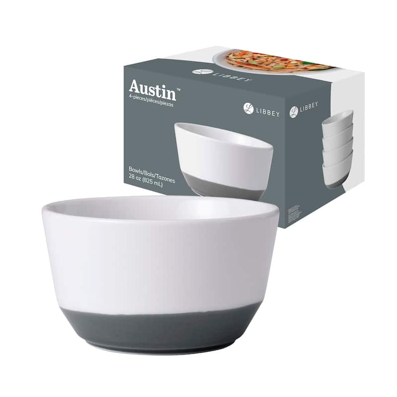 Libbey Austin 28-ounce Porcelain Soup Salad Bowl, Set of 4, Basalt Blue - Set of 4