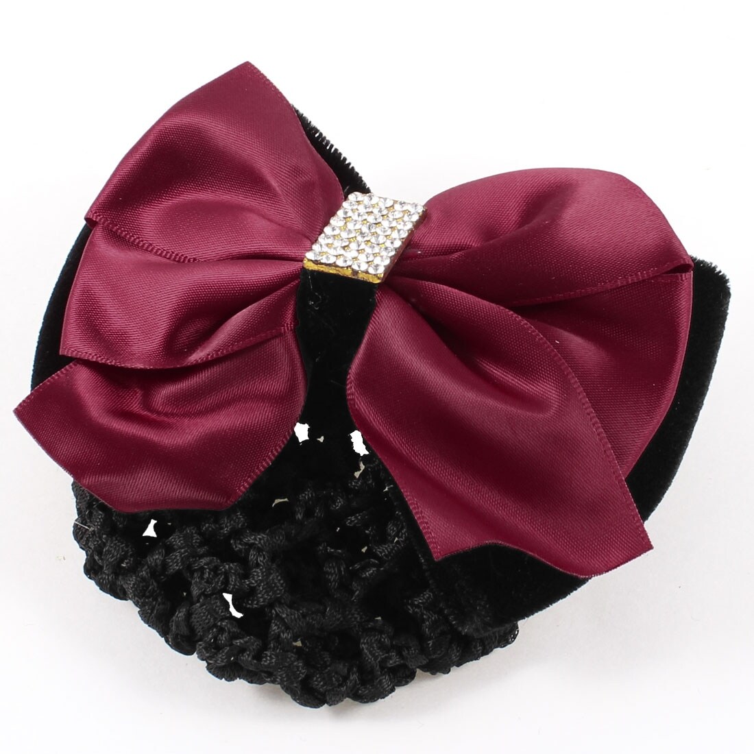 Shop Unique Bargains Rhinestones Bow Tie Accent Snood Net Barrette