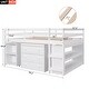 preview thumbnail 40 of 52, Study Loft Bed with Storage Cabinet, Rolling Portable Desk and 2-Tier Bookshelf, Wood Low Loft Bedframe for Kids Teens Adults