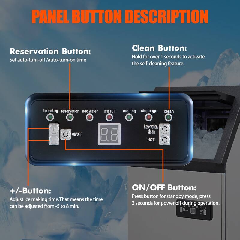 Commercial Ice Maker Machine, Freestanding Ice Maker includes Scoop for Home Office Restaurant Bar