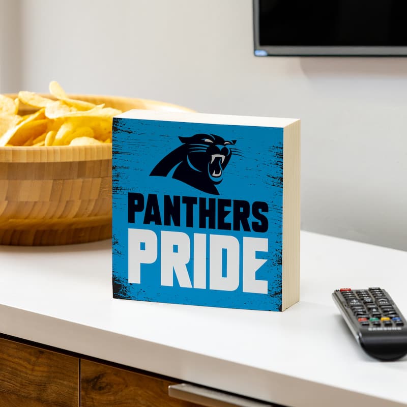 Carolina Panthers Wooden Tabletop Mantel Shelf Sign - 6" x 6"