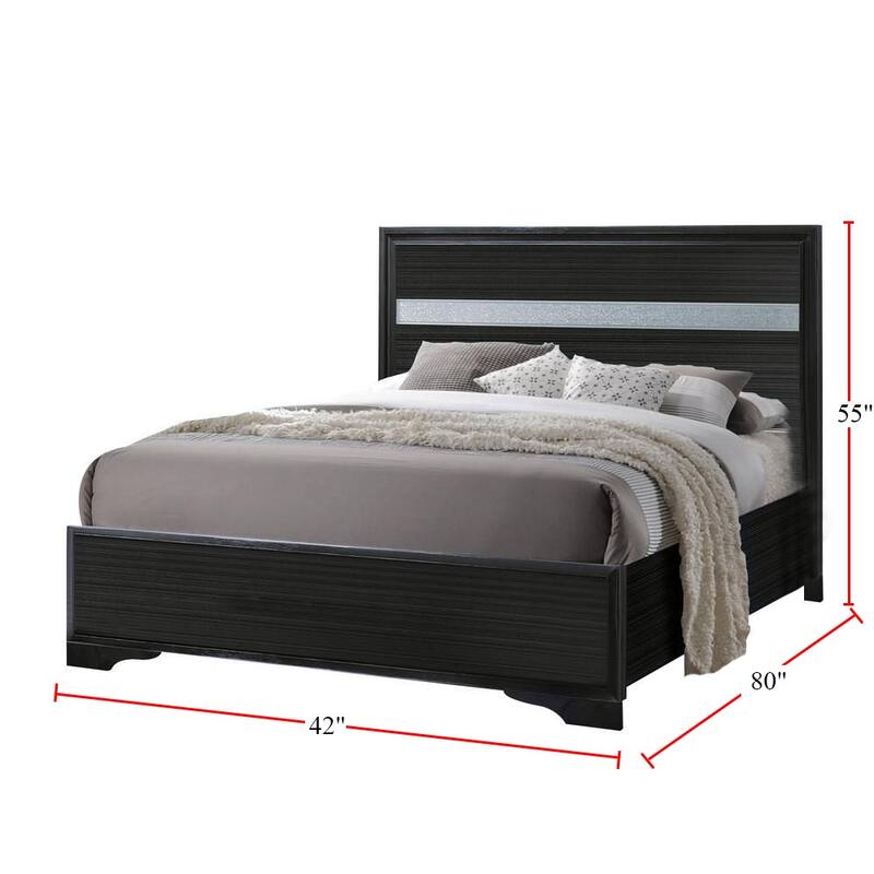 Wooden Bed with 2 Drawers in Black