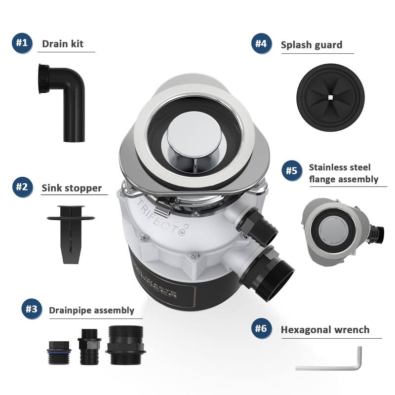 3/4 HP Food Waste Disposal with Sound Reduction, Power Cord Included - N/A