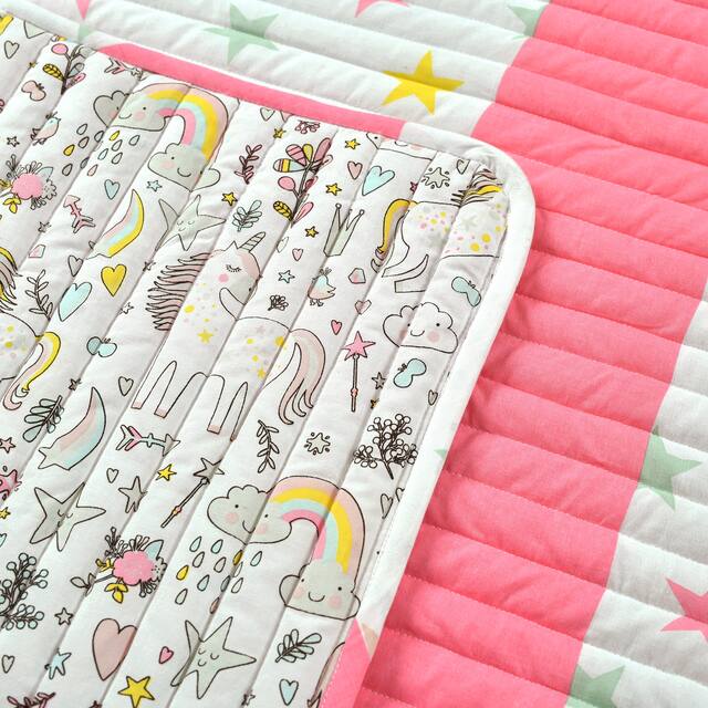 Lush Decor Baby Unicorn Heart Rainbow Organic Cotton Quilt - 50"x36"