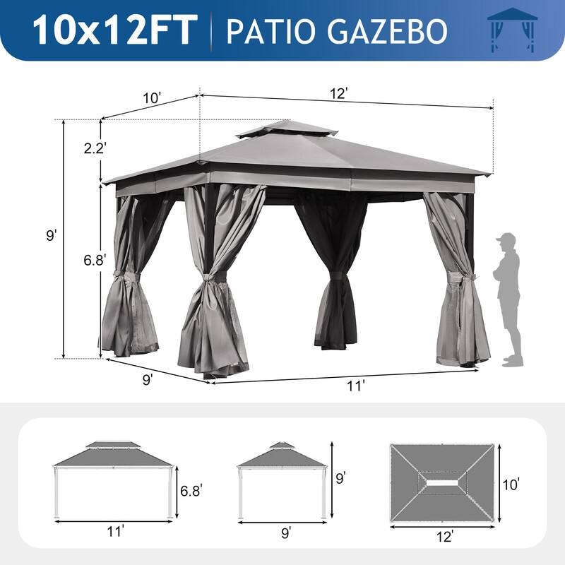 Spruce & Spring Outdoor Gazebo Tent with Double Roofs