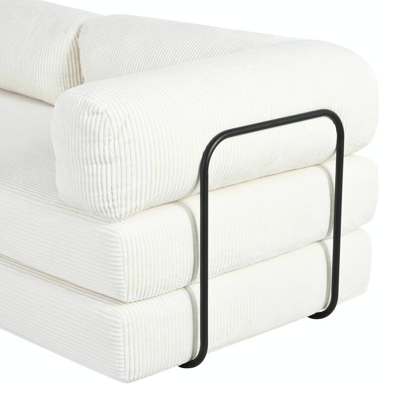 L-Shaped Modular Sofa Bed in Cozy Corduroy Fabric