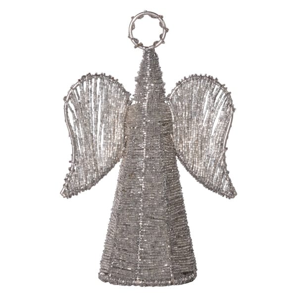 slide 1 of 1, Beaded Metal Angel Silver