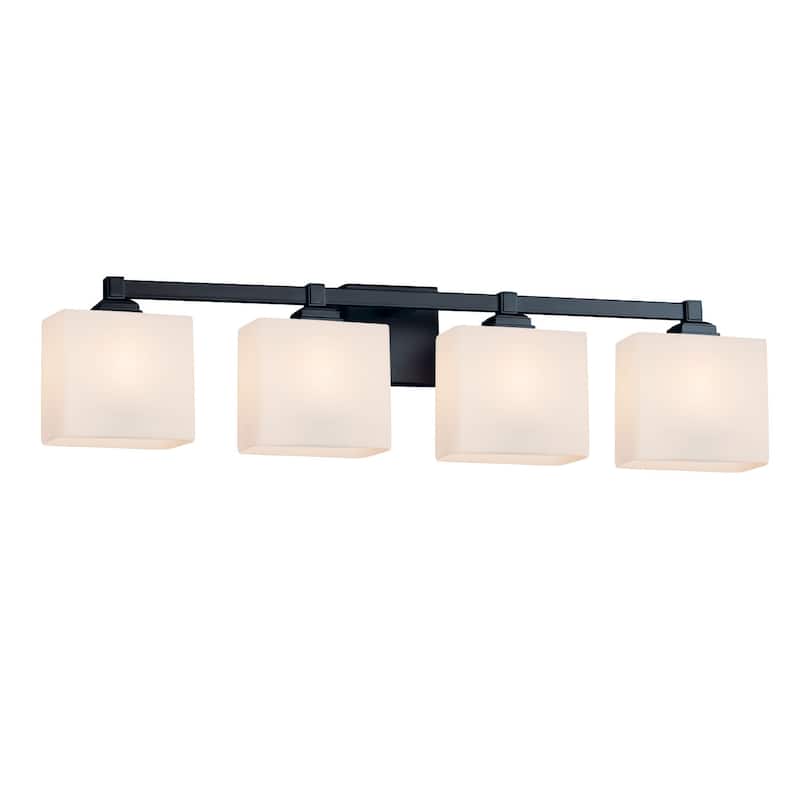 Justice Design Fusion Regency 4-Light Bath Bar, Opal Rectangle Shade