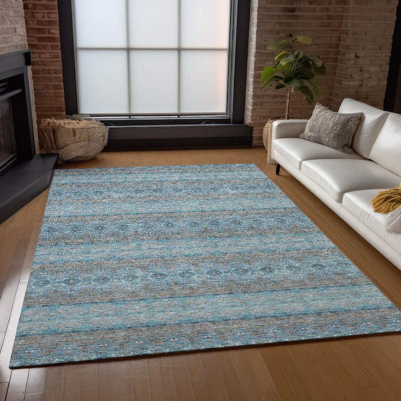 Machine Washable Indoor/ Outdoor Chantille Ombre Stripes Rug