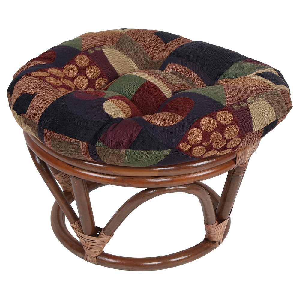 18-inch Round Jacquard Chenille Tufted Footstool Cushion - 18 x 18