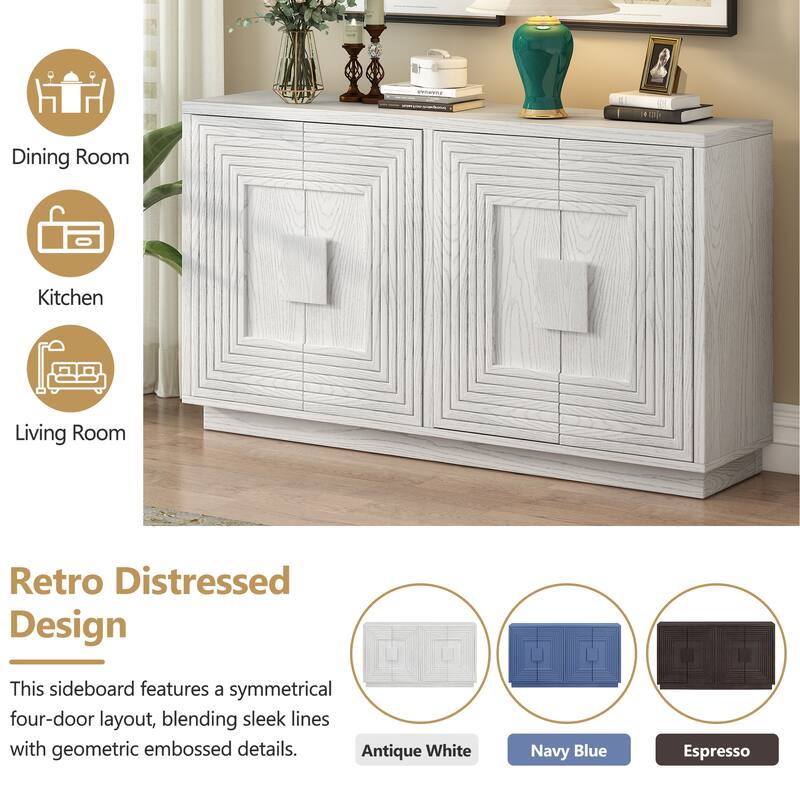 4-Door Sideboard with Ample Storage for Living Room and Dining Room