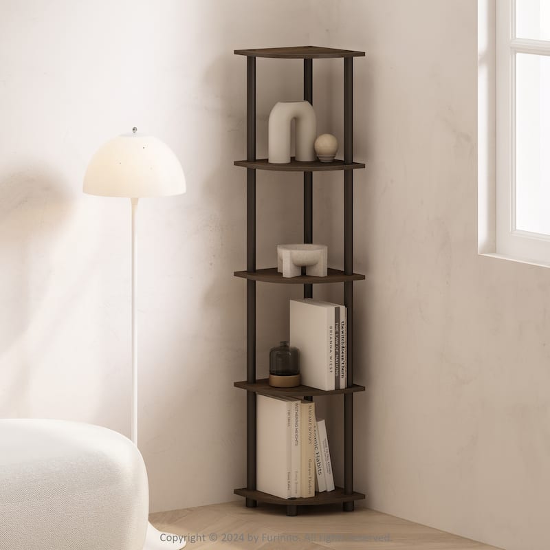 5 Tiers Wood Household Shelving Unit in Walnut/Brown (11.6 in. W x 57.7 in. H x 11.6 in. D)
