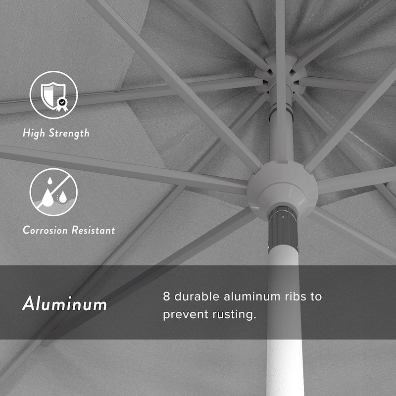 California Umbrella 11' Rd. Aluminum Market Umbrella, Crank Lift, Collar Tilt, Dbl Wind Vent, White Finish, Olefin Fabric