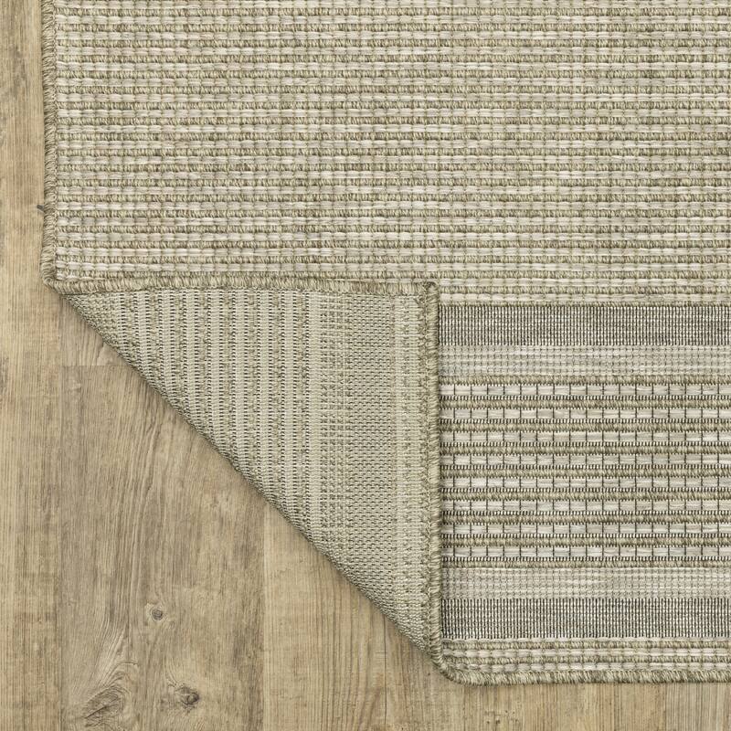 Vista Home Tangelo Banded Border Tan/Black Ultimate Performance Area Rug.