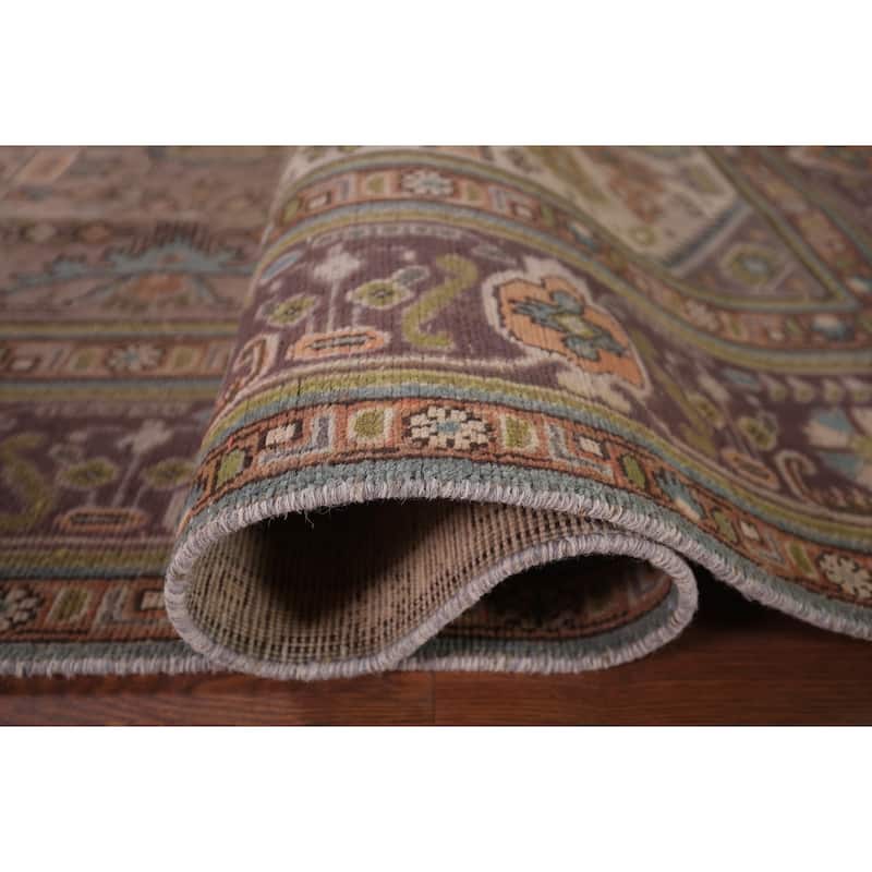 Traditional Tabriz Persian Vintage Rug Hand-Knotted Brown Wool Carpet - 7'6"x 11'1"