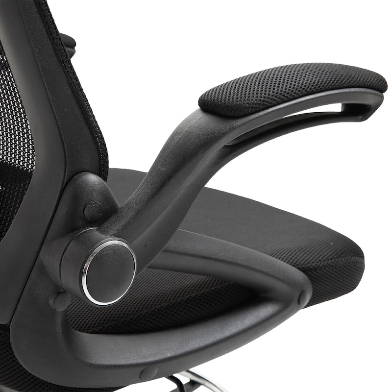 Vinsetto Drafting Office Chair with Flip-Up Armrests, Footrest Ring and Adjustable Seat Height, Black