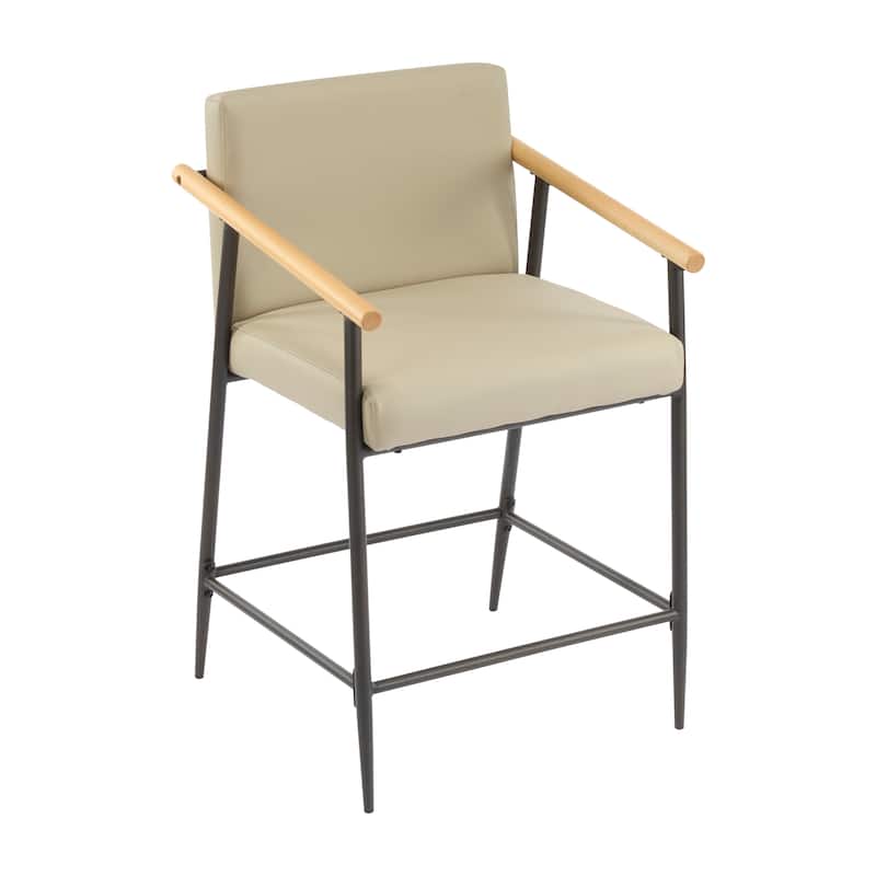 Counter Height Chair Side Dining Chair Set of 2 - Espresso,khaki