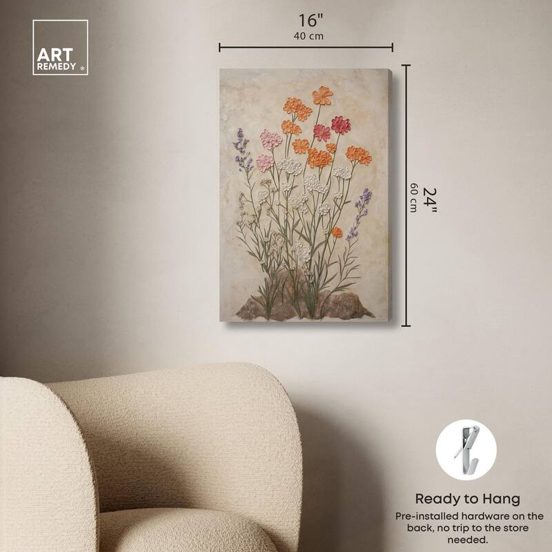 Sculpted Flora Frieze II Canvas by Art Remedy, Gallery Wrapped