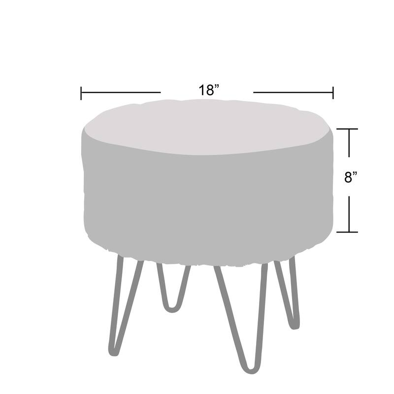 Pink Glitter Fauxfur Round Ottoman Soft Stylish Home Decoration