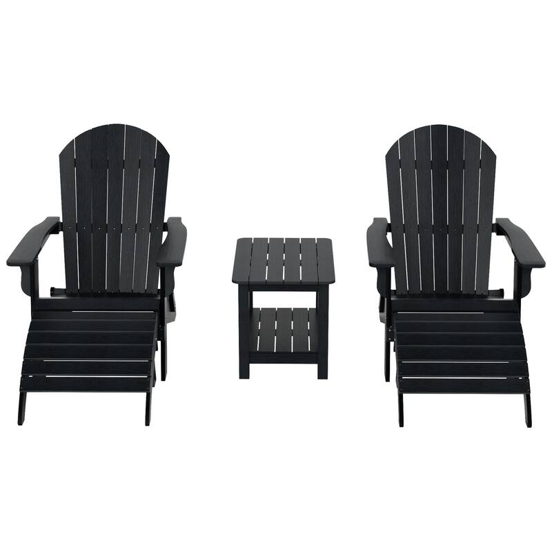 Vineyard HIPS Outdoor Folding Eco-Friendly All Weather Seashell Adirondack Chairs (5-Piece Conversation Set)