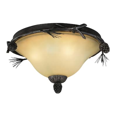Sierra 15.5-in W Bronze Rustic Pinecone Flush Mount Ceiling Light Fixture - 15.5-in W x 9-in H x 15.5-in D