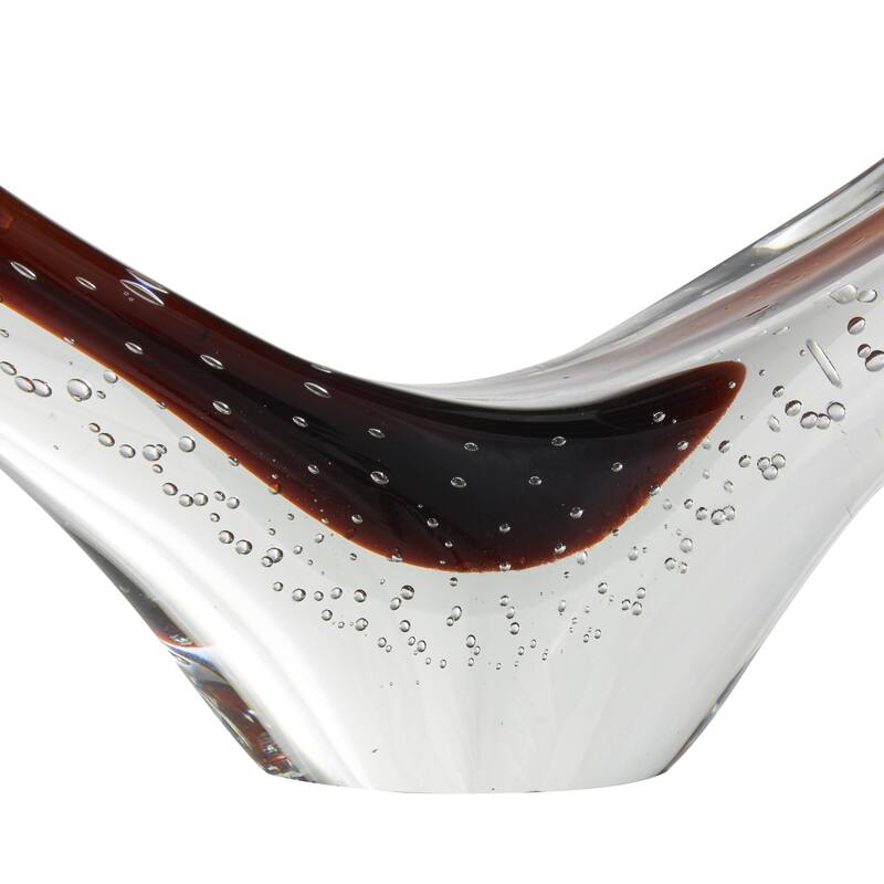Glass Abstract Ombre Cutout Oval Decorative Sculpture with Bubble Texturing - Dark Blue or Copper - Roche River Decor