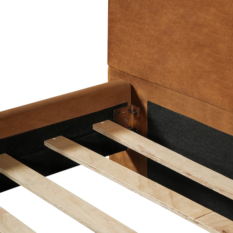 Christopher Knight Home - Modern Boucle Upholstered Platform Bed with Thick Headboard and Solid Wood Legs