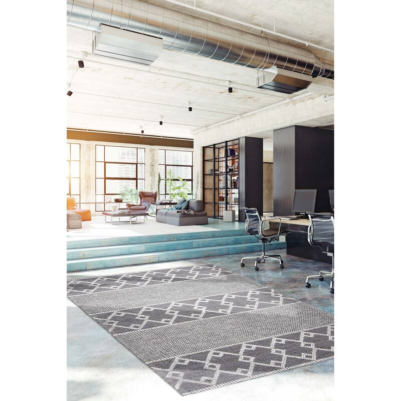 ECARPETGALLERY Braid weave Sienna Navy Wool Rug - 5'0 x 8'0