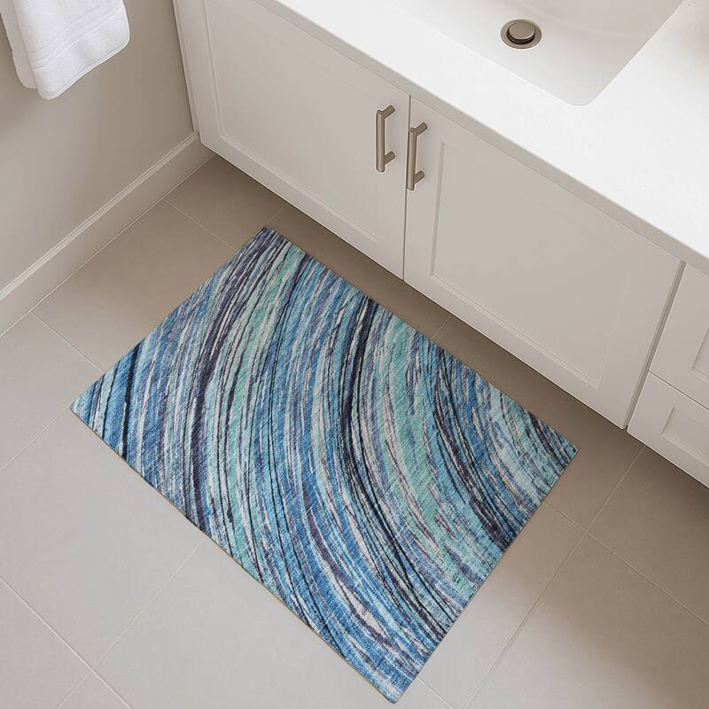 Premium Washable Super Soft Contemporary Horizon Mayfield Rug - Blue - 1'8" x 2'6"