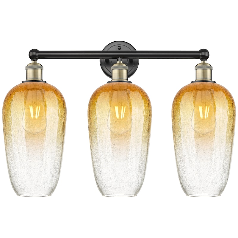 Innovations Lighting 616-3W-18-25 Brookhaven Flute Vanity Brookhaven - Black Antique Brass / Amber