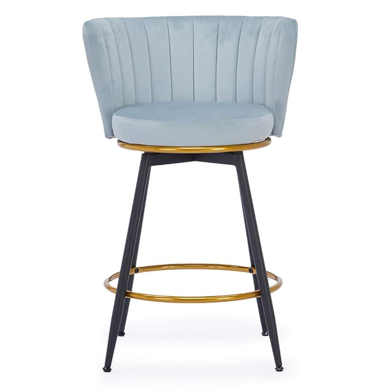 Counter Height Bar Stools Set of 2, Upholstered Swivel Bar Stools with Backs, Kitchen Island Stools with Footrest