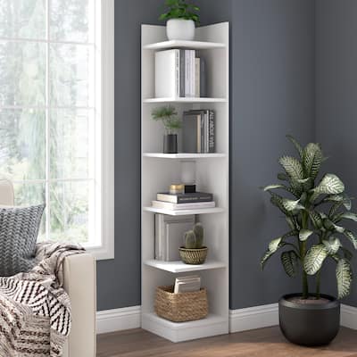 Bush Furniture Universal 15W Tall Corner Bookshelf Storage