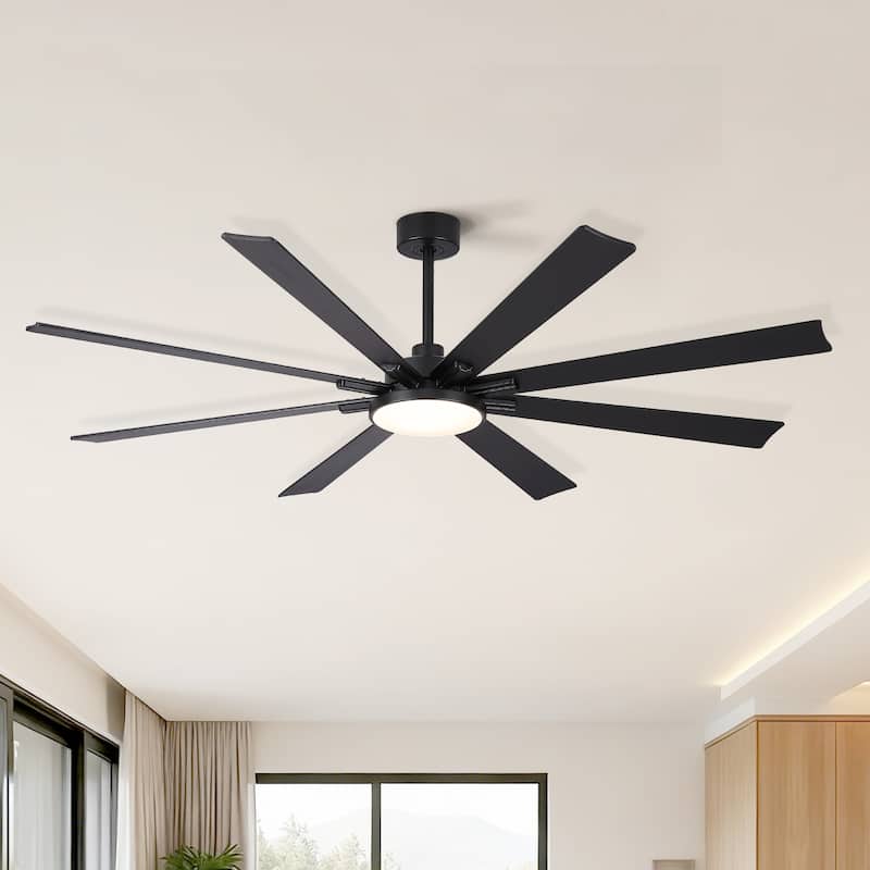 72 inch Retro Farmhouse Ceiling Fan with Light and Solid Wood Blades