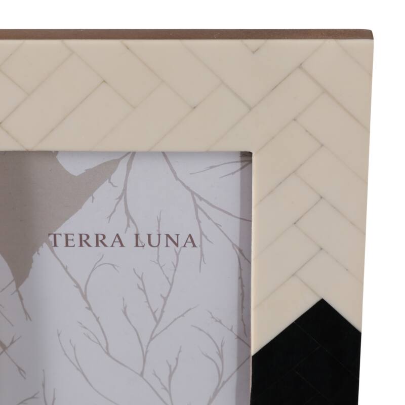 Resin Herringbone 2-Tone Photo Frame - Ivory
