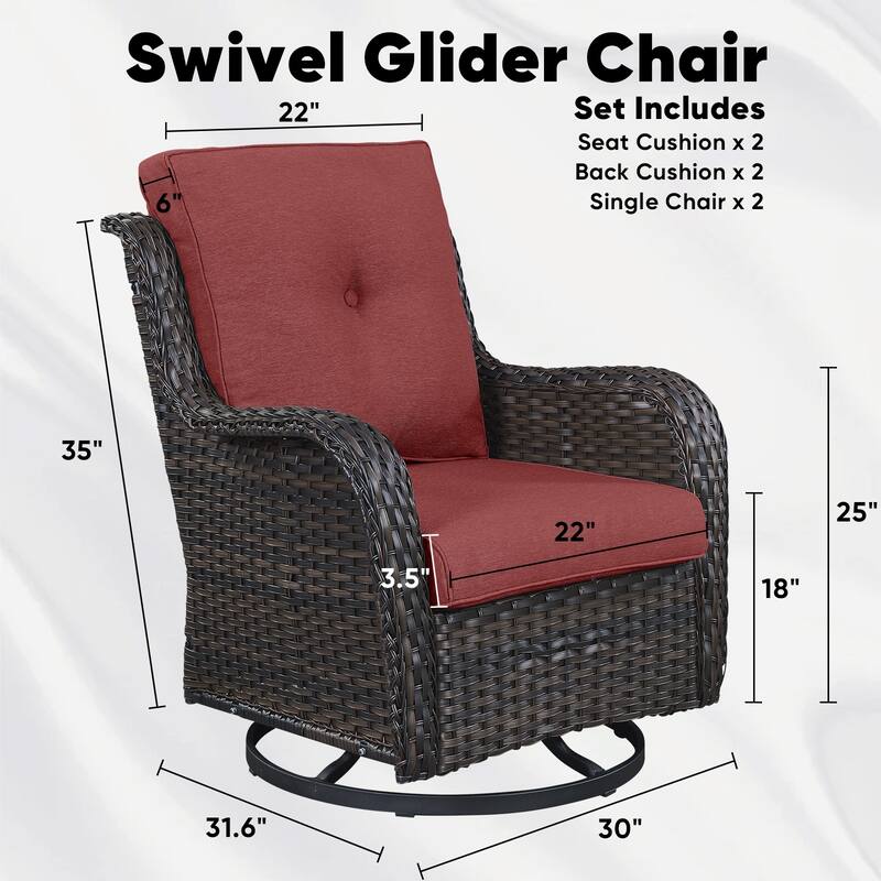 Gymojoy 3-Piece Rattan Wicker Rocking Swivel Chair Set with Table