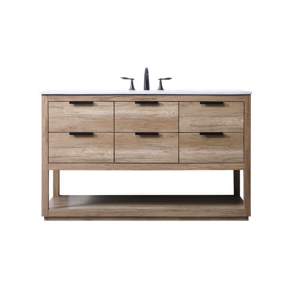 slide 2 of 11, Elegant Lighting VF19254 Larkin 54" Free Standing Single Basin Vanity Natural Oak