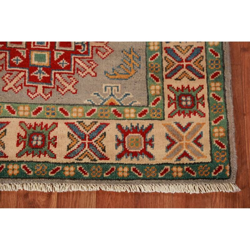 Geometric Kazak Accent Rug Handmade Wool Carpet - 2'10"x 4'2"